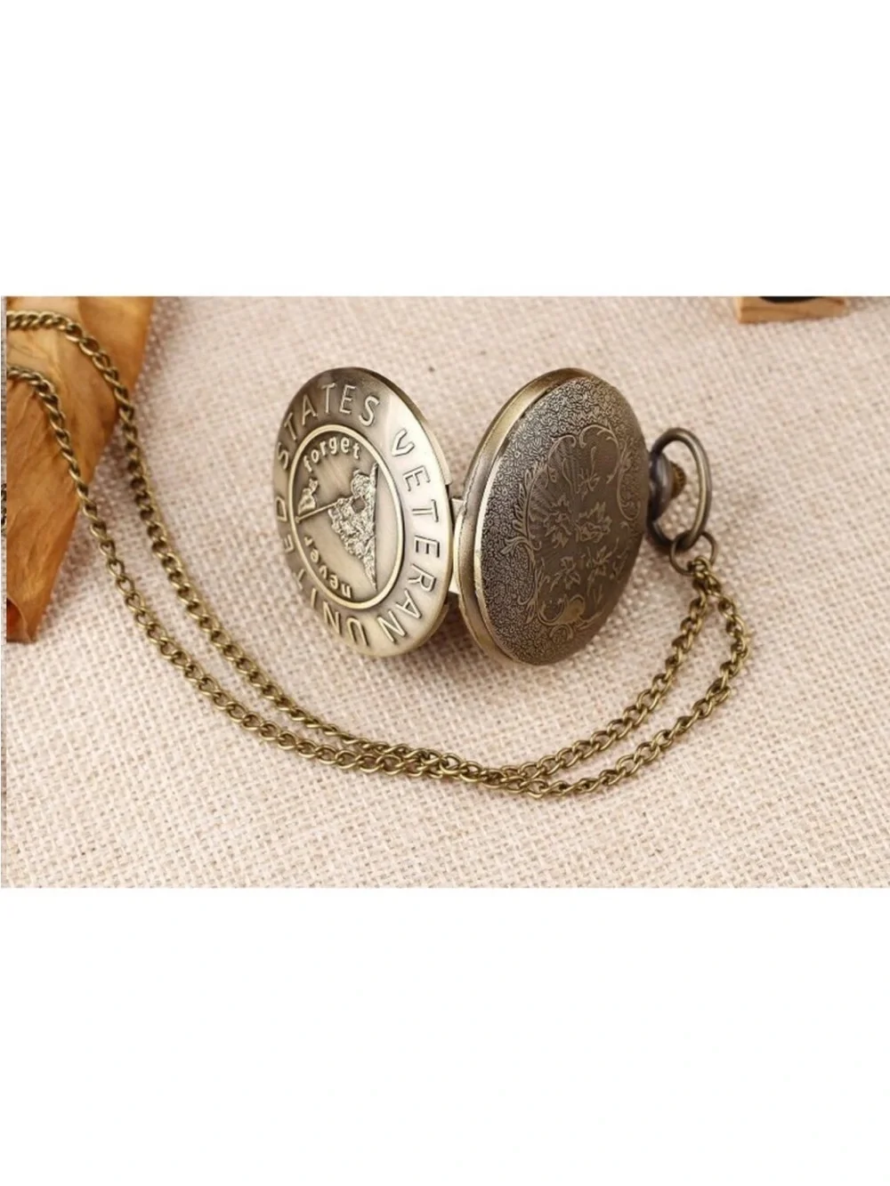 Mens Gold Analog Quartz Military Shape Pendant Necklace Round Case Pocket Watch